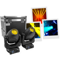 Lumina H200 Set - 2 x 200 W LED moving heads, rotating and fixed Gobos, adjustable beam from 4.3° to 36.2°, creative effects (prism and Frost), 2 pcs. + flight case