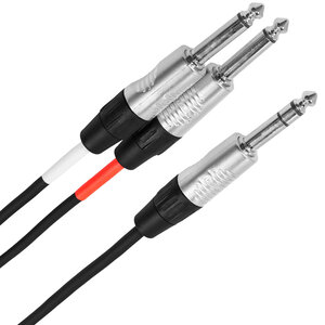 Plugger Male stereo jack - 2 x male mono jack Y cable, 1 m PLUCABYJMSJMM1M00TOU