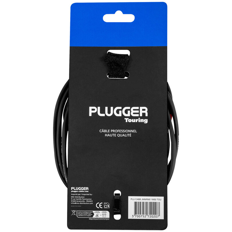 Plugger Dual mono jumper cable male monojack maleRCA 1.5m PLUCABBJMMRM01M50TOU - 2