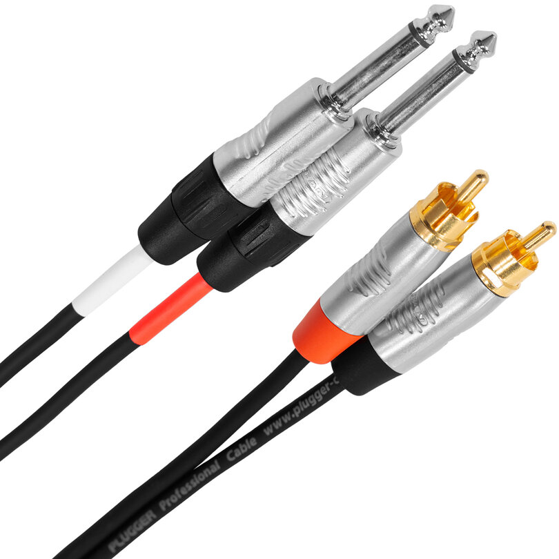 Plugger Dual mono jumper cable male monojack maleRCA 1.5m PLUCABBJMMRM01M50TOU